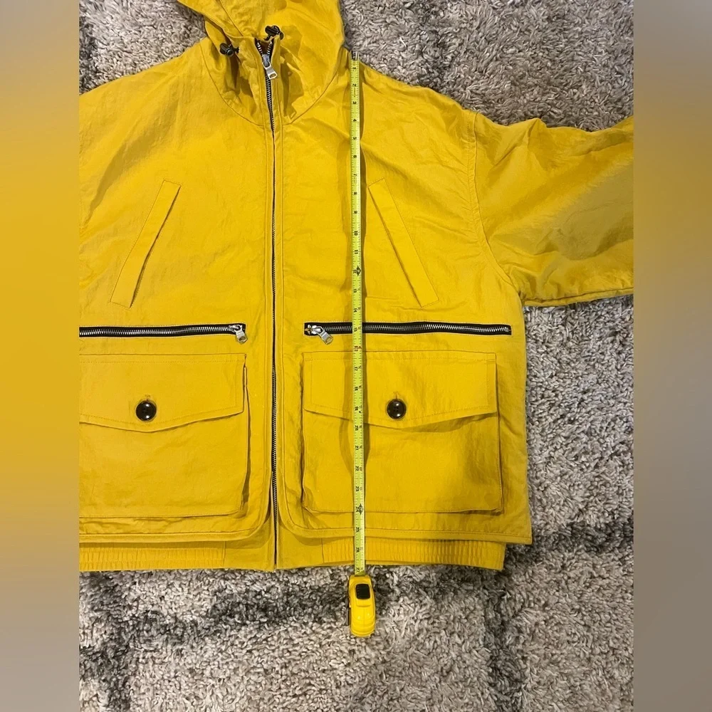 Banana Republic Hooded Fishing Wading Jacket Mens Large Yellow Utility Pockets